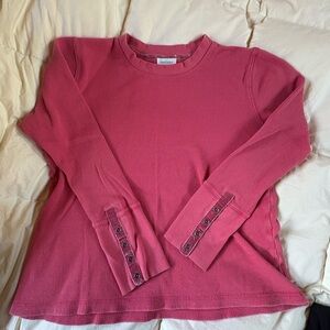 Sundance Rose-Mauve Waffle Long-Sleeve Top with Button Cuffs